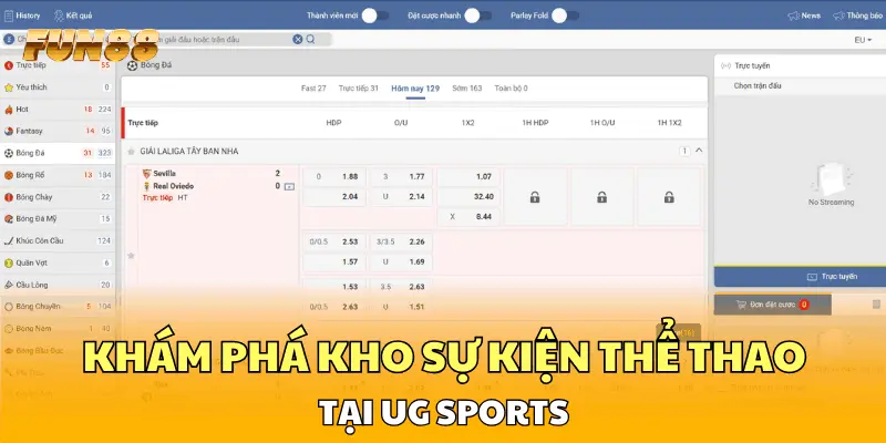 Khám phá kho sự kiện thể thao khổng lồ tại UG Sports